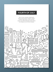 Obraz premium Independence Day - line design brochure poster template A4