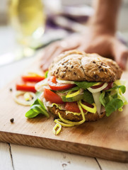 Big sandwich on the cutting board