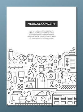 Medical Concept - line design brochure poster template A4