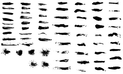 Hand drawn paint grunge brush strokes, drops and shapes.