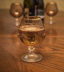glass of champagne on a table