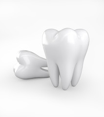 3D illustration of teeth on white background.