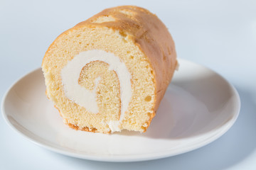 Cake roll on a white background