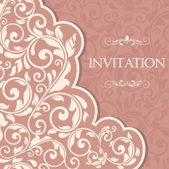 Vintage template with pattern and ornate borders. 