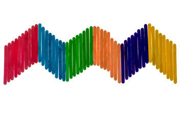 geometric composition with colorful popsicle sticks isolated on