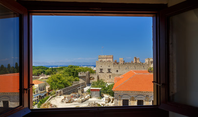 view from window of the ancient chapel on fortress Rhodes