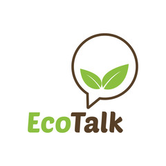Food talk vector icon. Chat bubble speech with organic leave. Natural sign and symbol. Icon for Eco forum, web board, communication.