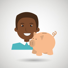 business person with piggy  isolated icon design, vector illustration  graphic 
