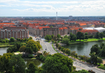 Fototapeta na wymiar Aerial view of Amagerbro district in Copenhagen, Denmark