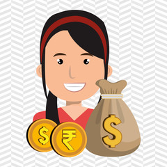 person with dollar and pound sterling isolated icon design, vector illustration  graphic 