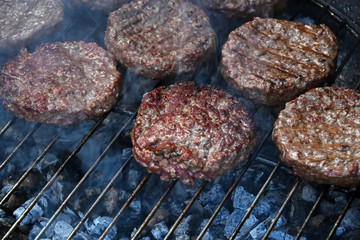 Meat burgers for hamburger grilled on grill