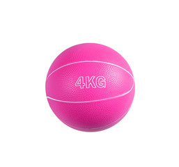 Pink medicine ball for fitness and bodybuilding isolated on white background