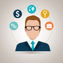 person with set business icon design, vector illustration  graphic 