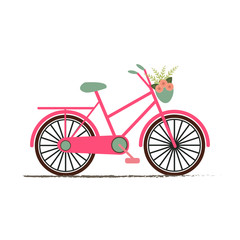 vintage bike ride in color pink with details in color mint. Ideal for vintage and boho projects.
