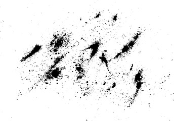 Black silhouette spot with droplets, smudges, stains, splashes.