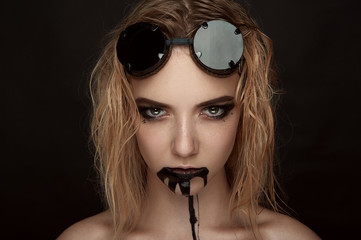 Steampunk Girl with Sunglasses
