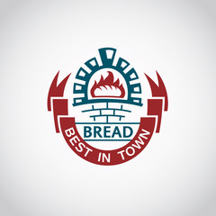 bakery label image with ribbon and bake