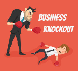 Business knockout. Vector flat cartoon illustration
