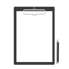 Blank paper on a clipboard and black pen mock up vector. Mock Up