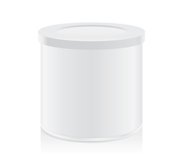 White tin can not have logo isolated on white background. Packaging template for food product and other.