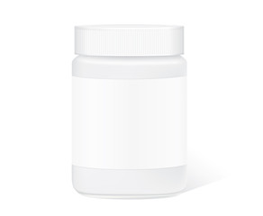 Glass jar empty transparent isolated on white background for packaging design template of any product.