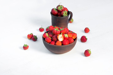 ripe and juicy strawberry on a white background
