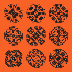 Abstract hightech collection set of 9 radars, Technology circle background. eps 10