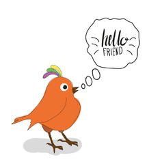 Bird says friendship day cute hand drawing vector illustration for your design