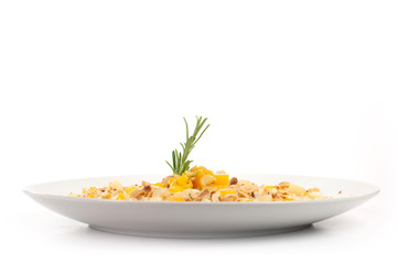 riso con taleggio, zucca e nocciole