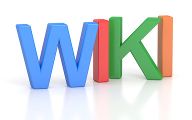 Wiki, colored inscription. 3D rendering