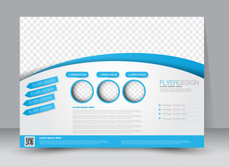 Fototapeta na wymiar Flyer, brochure, magazine cover template design landscape orientation for education, presentation, website. Blue color. Editable vector illustration.