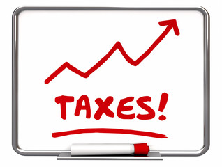 Taxes Rising Arrow Up IRS More Taxation 3d Illustration