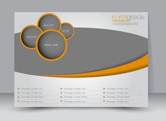 Flyer, brochure, magazine cover template design landscape orientation for education, presentation, website. Orange color. Editable vector illustration.