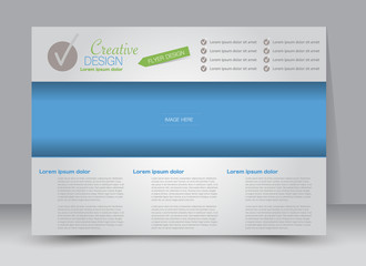 Flyer, brochure, magazine cover template design landscape orientation for education, presentation, website. Blue and green color. Editable vector illustration.