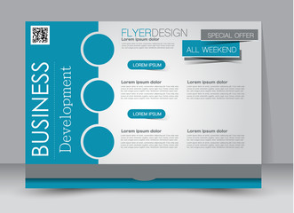 Flyer, brochure, billboard template design landscape orientation for education, presentation, website. Blue color. Editable vector illustration.