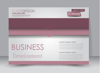 Flyer, brochure, billboard template design landscape orientation for education, presentation, website. Pink color. Editable vector illustration.