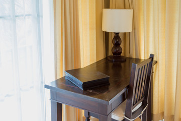 Working table and chair decoration in bedroom interior - Vintage Light filter