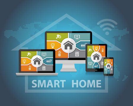 Smart Home Automation Control Apps Responsive Web Design Concept