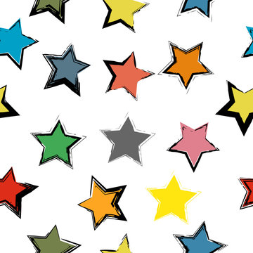 Seamless abstract colorful stars pattern