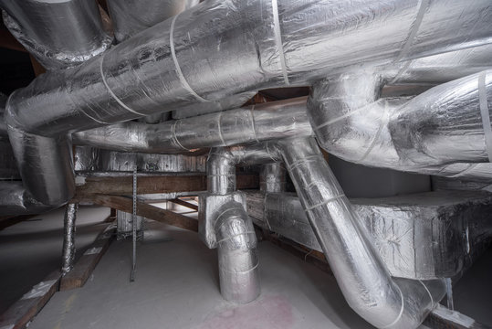 The system of heating and ventilation pipes.
