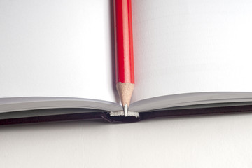 Naklejka premium Close-up of open book and pen.