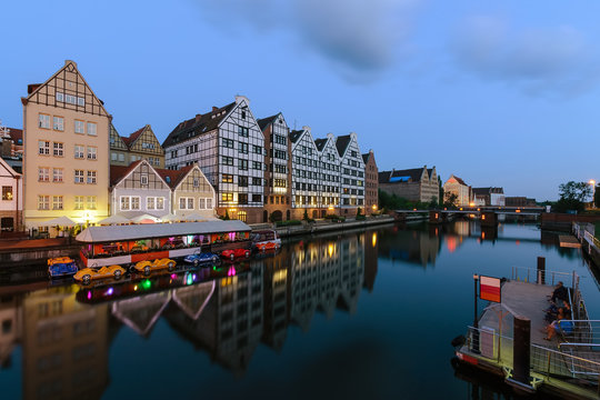 Embankment of Gdansk in the evening, Poland