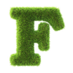 Alphabet made from green grass. isolated on white. 3D illustration.