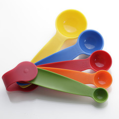 Colorful measuring spoons isolated on white