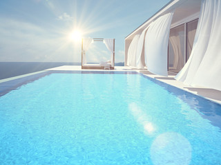 luxury swimming pool. color edit.3d rendering