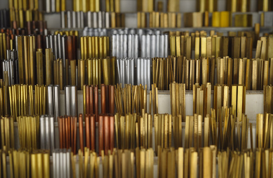 big assortment of metal pipes and profil strips for amateur handicraftsman