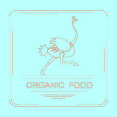 Logotype of organic food with ostrich