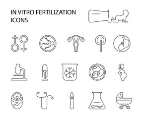 In vitro fertilization set icons.