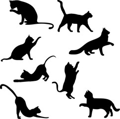 Cats collection - vector silhouette - 115012023