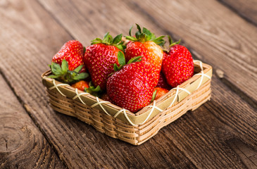 Strawberry. Strawberry on wood background. Red strawberries, str